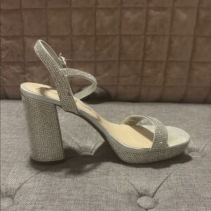 Sugar Silver Glitter Block Heels